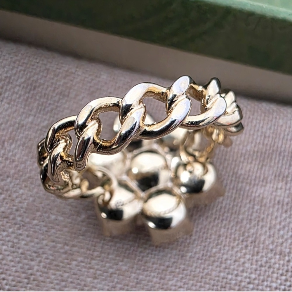 NWOT-Gucci Gold and White Pearl Double GG Ring - Picture 5 of 5